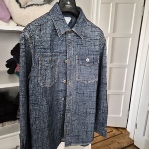 Bottega Veneta Blue Textured Casual Button-Down Shirt